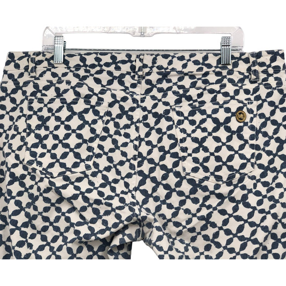 MICHAEL Michael Kors Trouser Pants Blue Pattern Straight Front White Size 16 - Picture 6 of 10